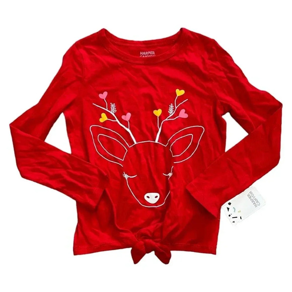 Harper Canyon Red Reindeer Tee 5 - Picture 1 of 3